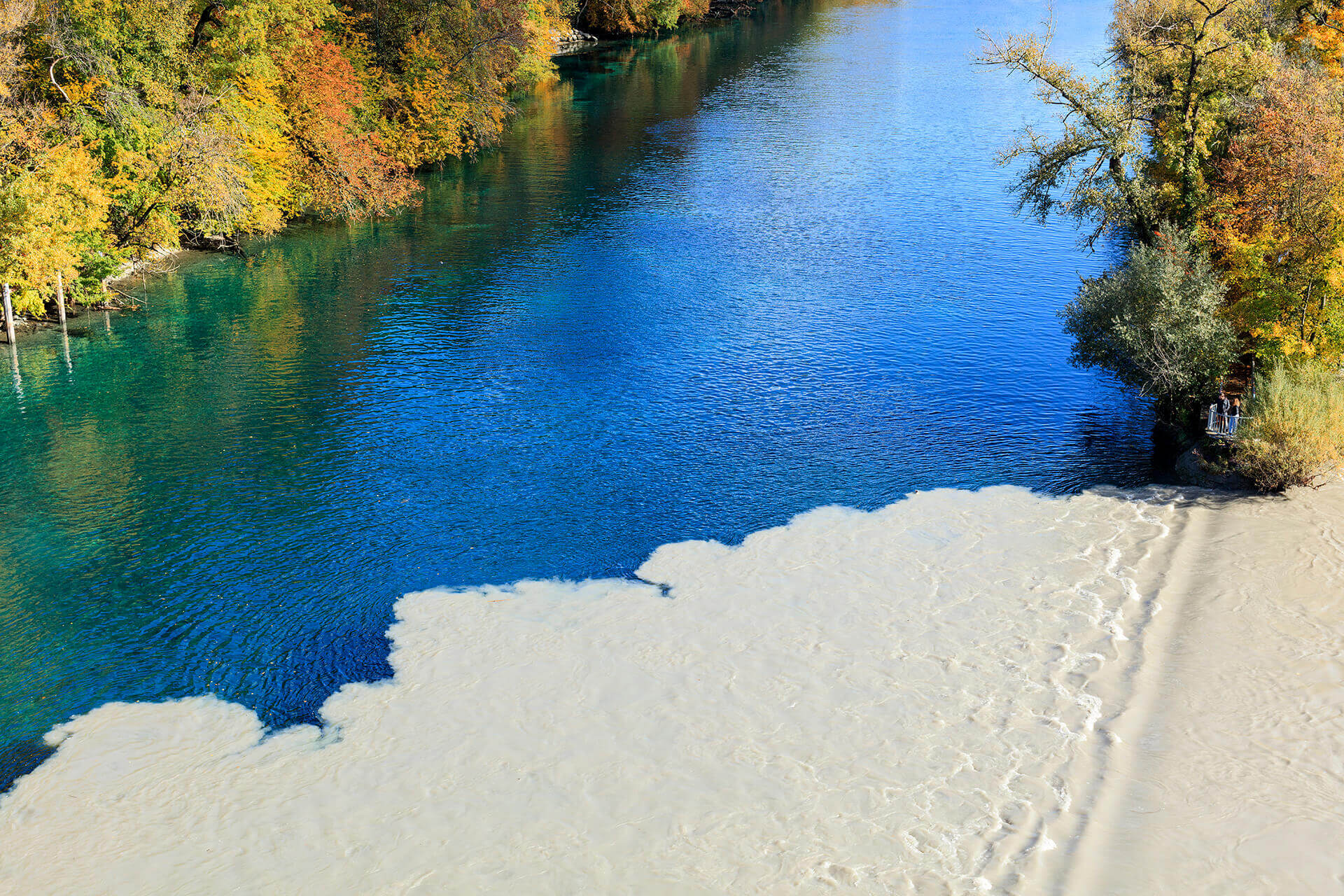 Le fleuve Rhône, Km 239 Canton de Genève, Genève, pointe de la Jonction